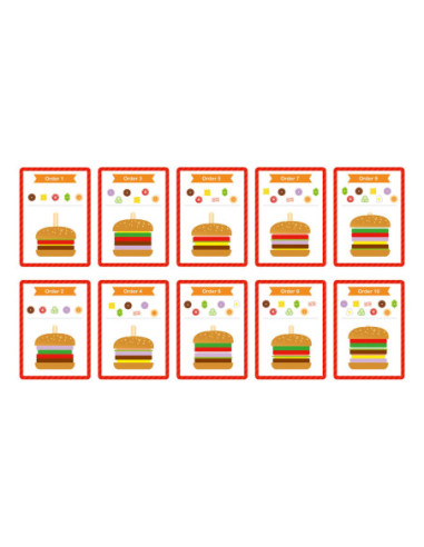 WOOPIE GREEN Drewniany Burger Restauracja Układanka dla Dzieci 15 el. Certyfikat FSC