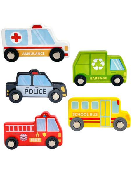 WOOPIE GREEN Układanka Kostki Miasto Pojazdy w Pudełkach + Figurki 10 el.