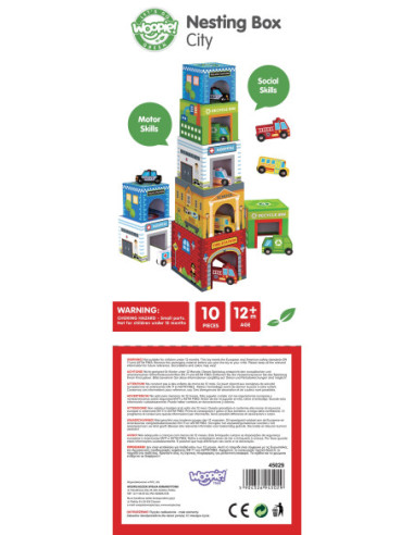 WOOPIE GREEN Układanka Kostki Miasto Pojazdy w Pudełkach + Figurki 10 el.