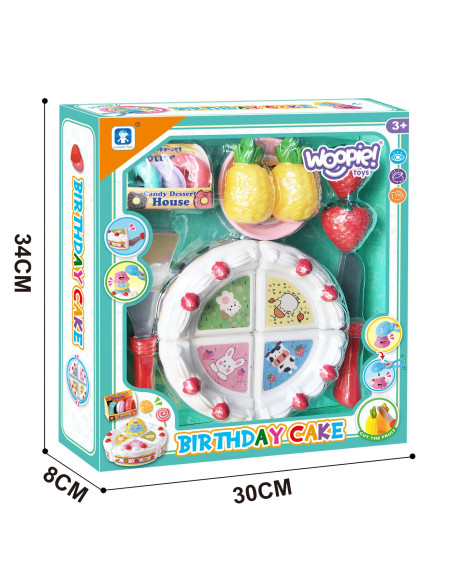 WOOPIE Tort Urodzinowy i Owoce do Krojenia ze Słodkościami