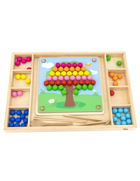 VIGA Drewniana Gra Kulki Złap i Dopasuj Układanka