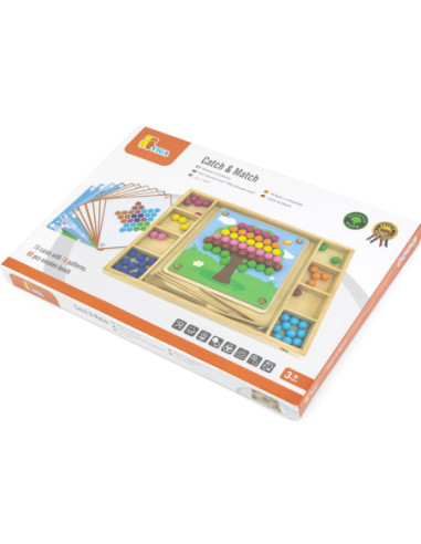 VIGA Drewniana Gra Kulki Złap i Dopasuj Układanka