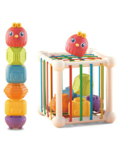 WOOPIE BABY Elastyczna Kostka Sensoryczna Sorter dla Dzieci Zwierzątka + Grzechotka 7 el.