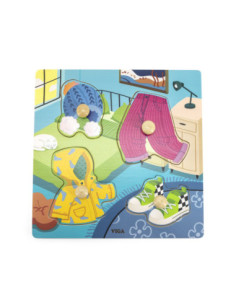 VIGA Drewniane Puzzle z Pinezkami Farma 12m+