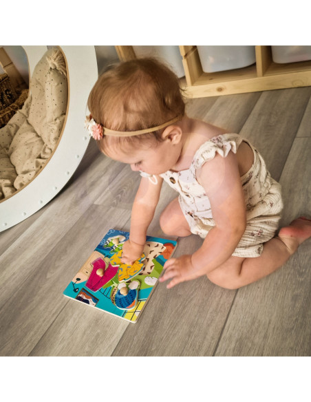 VIGA Drewniane Puzzle z Pinezkami Farma 12m+