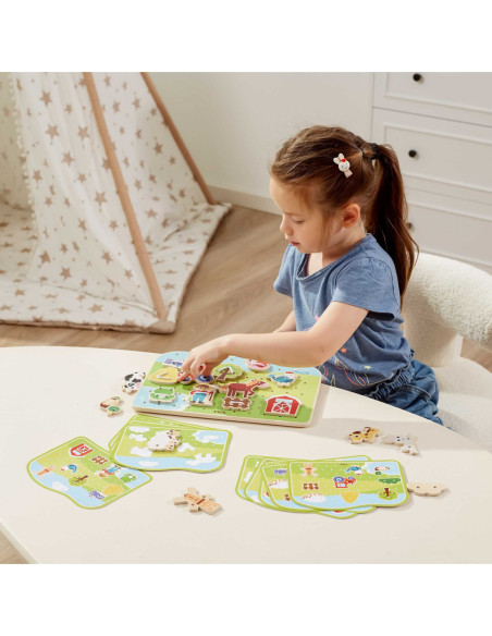 Viga Drewniana Sznurowanka Przeplatanka Zwierzęta na Farmie