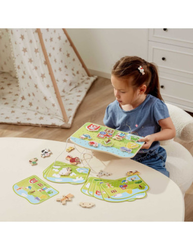 Viga Drewniana Sznurowanka Przeplatanka Zwierzęta na Farmie