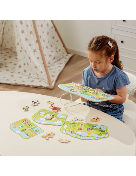 Viga Drewniana Sznurowanka Przeplatanka Zwierzęta na Farmie