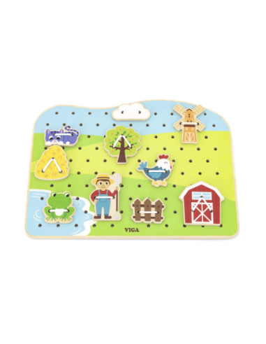 Viga Drewniana Sznurowanka Przeplatanka Zwierzęta na Farmie