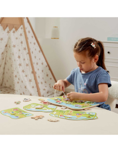 Viga Drewniana Sznurowanka Przeplatanka Zwierzęta na Farmie