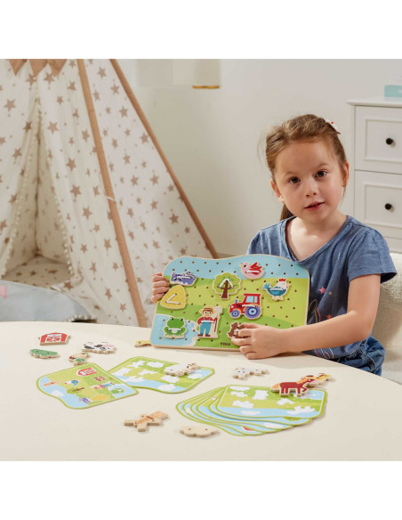 Viga Drewniana Sznurowanka Przeplatanka Zwierzęta na Farmie