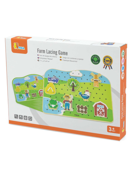 Viga Drewniana Sznurowanka Przeplatanka Zwierzęta na Farmie