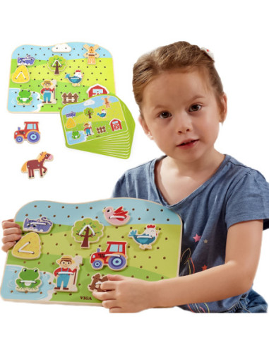 Viga Drewniana Sznurowanka Przeplatanka Zwierzęta na Farmie