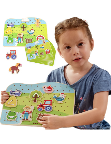 Viga Drewniana Sznurowanka Przeplatanka Zwierzęta na Farmie