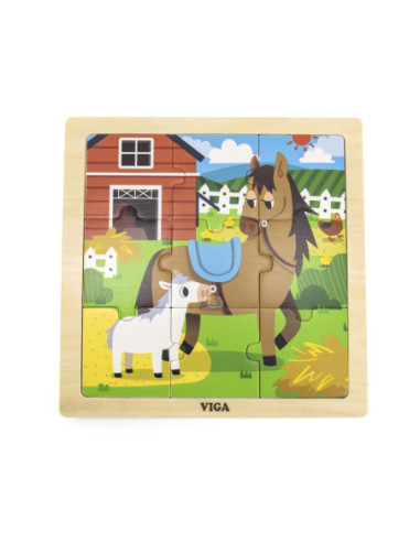 VIGA Poręczne Drewniane Puzzle Owieczki 9 elementów