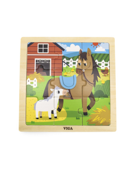 VIGA Poręczne Drewniane Puzzle Owieczki 9 elementów