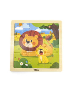 VIGA Handy Wooden Lion Puzzle 9 pieces