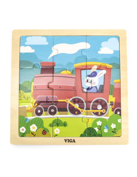 VIGA Poręczne Drewniane Puzzle Owieczki 9 elementów