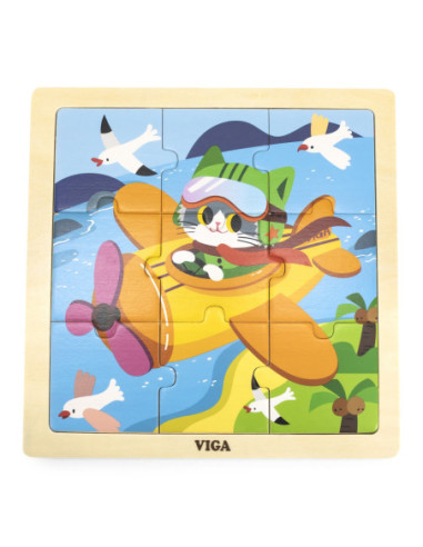 VIGA Poręczne Drewniane Puzzle Owieczki 9 elementów