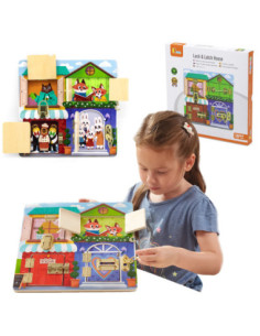 VIGA Wooden Manipulative Board for Opening Locks and Latches Montessori House