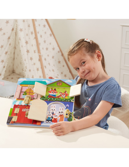 Viga Drewniana Tablica Manipulacyjna Zamek i Zatrzask Dom