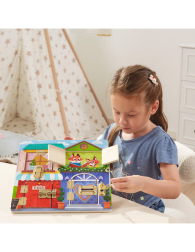 Viga Drewniana Tablica Manipulacyjna Zamek i Zatrzask Dom