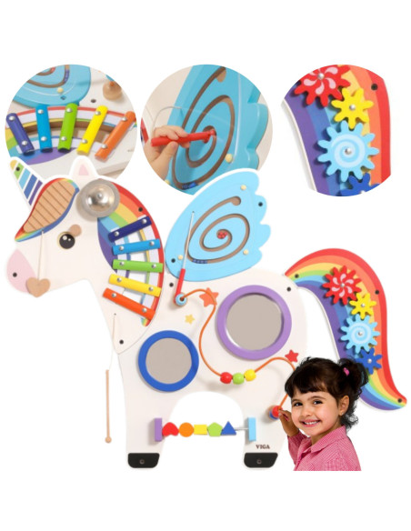 Viga Drewniana Tablica Sensoryczna Manipulacyjna Jednorożec