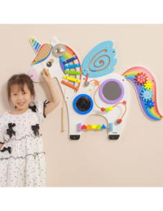 Viga Drewniana Tablica Sensoryczna Manipulacyjna Jednorożec 2