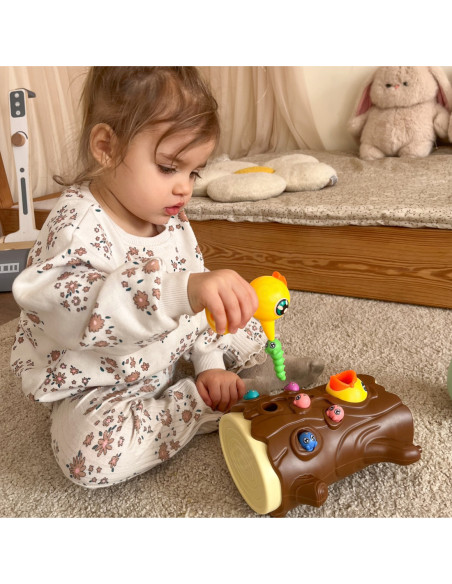 WOOPIE Magnetyczna Gra Zręcznościowa Złap Robaczka 2 Dzięcioły + 10 Robaczków