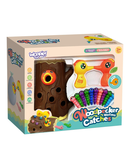 WOOPIE Magnetyczna Gra Zręcznościowa Złap Robaczka 2 Dzięcioły + 10 Robaczków