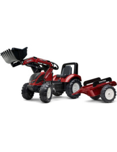 FALK Valtra Maroon Pedal Tractor with Trailer and Bucket from 3 Years
