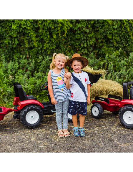 FALK Traktor Valtra Bordowy na Pedały z Przyczepką i Łyżką od 3 Lat