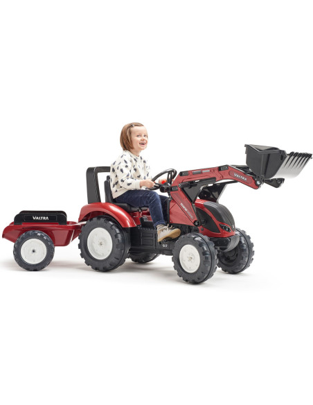 FALK Traktor Valtra Bordowy na Pedały z Przyczepką i Łyżką od 3 Lat