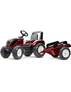FALK Red Valtra S4 Pedal Tractor with Trailer from 3 Years Old