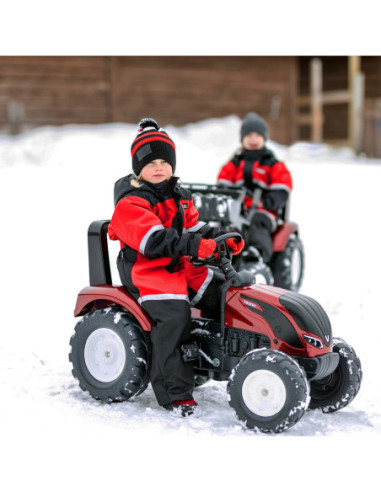 FALK Traktorek Czerwony Valtra S4 na Pedały z Przyczepką od 3 Lat
