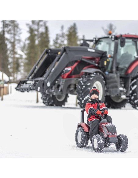 FALK Traktorek Czerwony Valtra S4 na Pedały z Przyczepką od 3 Lat