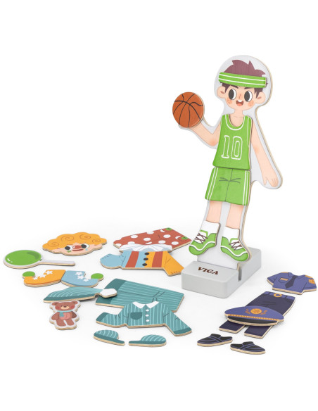 Viga Drewniana Układanka Magnetyczna Ubieranka Edukacyjna