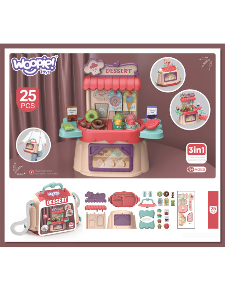 WOOPIE Cukiernia Lodziarnia Walizka 3w1 Torba 25 el.