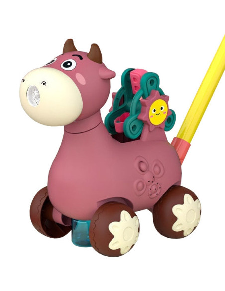 WOOPIE Pchacz Krówka do Pchania z Dźwiękiem i Bańkami Mydlanymi Różowa