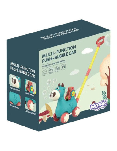 WOOPIE Pchacz Krówka do Pchania z Dźwiękiem i Bańkami Mydlanymi Różowa