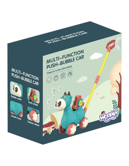 WOOPIE Pchacz Krówka do Pchania z Dźwiękiem i Bańkami Mydlanymi Różowa