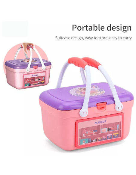 WOOPIE Toaletka dla Dziewczynki 2w1 Salon Piękności Przenośny w Koszyku 26 el