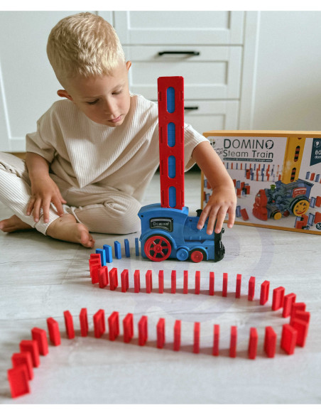 WOOPIE Elektryczna Ciuchcia Lokomotywa do Klocków Domino z Parą 80 el.