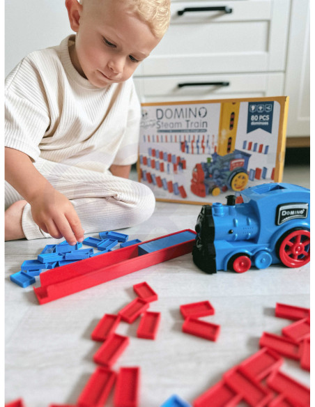 WOOPIE Elektryczna Ciuchcia Lokomotywa do Klocków Domino z Parą 80 el.
