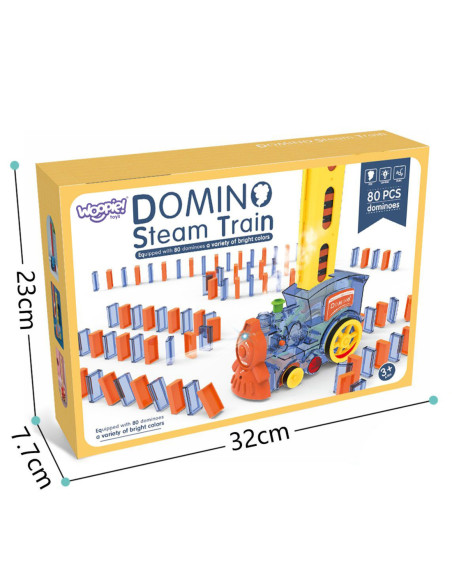 WOOPIE Elektryczna Ciuchcia Lokomotywa do Klocków Domino z Parą 80 el.