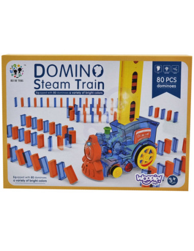 WOOPIE Elektryczna Ciuchcia Lokomotywa do Klocków Domino z Parą 80 el.