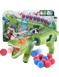 WOOPIE Ball Gun Foam Balls Automatic Launcher Dinosaur 9 pcs.