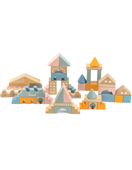 Viga PolarB Drewniane Klocki Bloki Miejskie 50 elementów Montessori