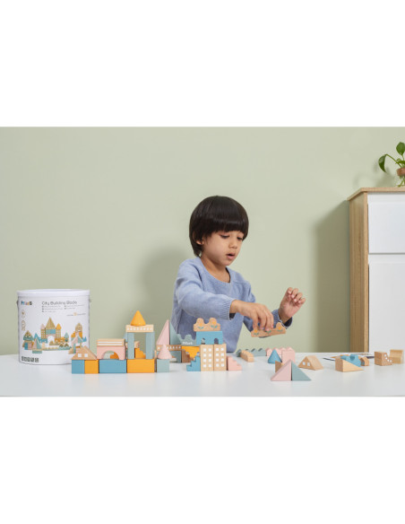 Viga PolarB Drewniane Klocki Bloki Miejskie 50 elementów Montessori