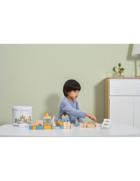 Viga PolarB Drewniane Klocki Bloki Miejskie 50 elementów Montessori